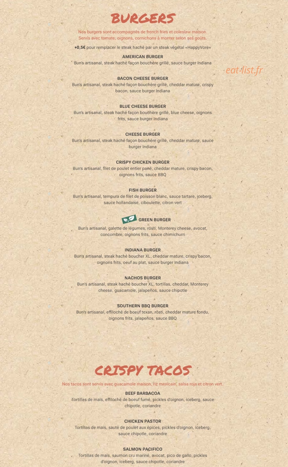 Indiana Café — carte page 2