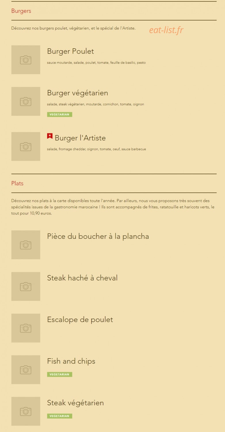 L'Artiste — carte page 2