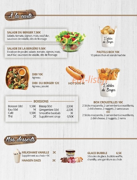 L'atelier du Berger — carte page 6