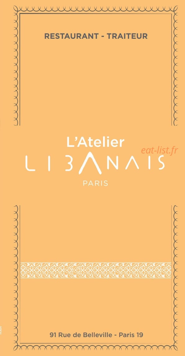 L'Atelier Libanais — carte page 1