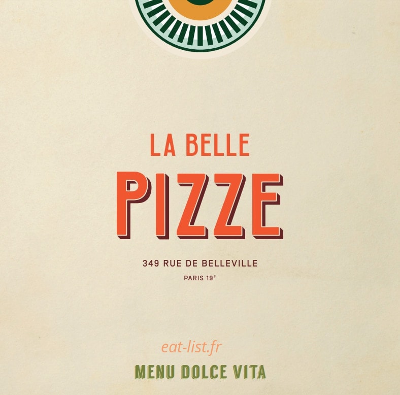 La Belle Pizze — carte page 1