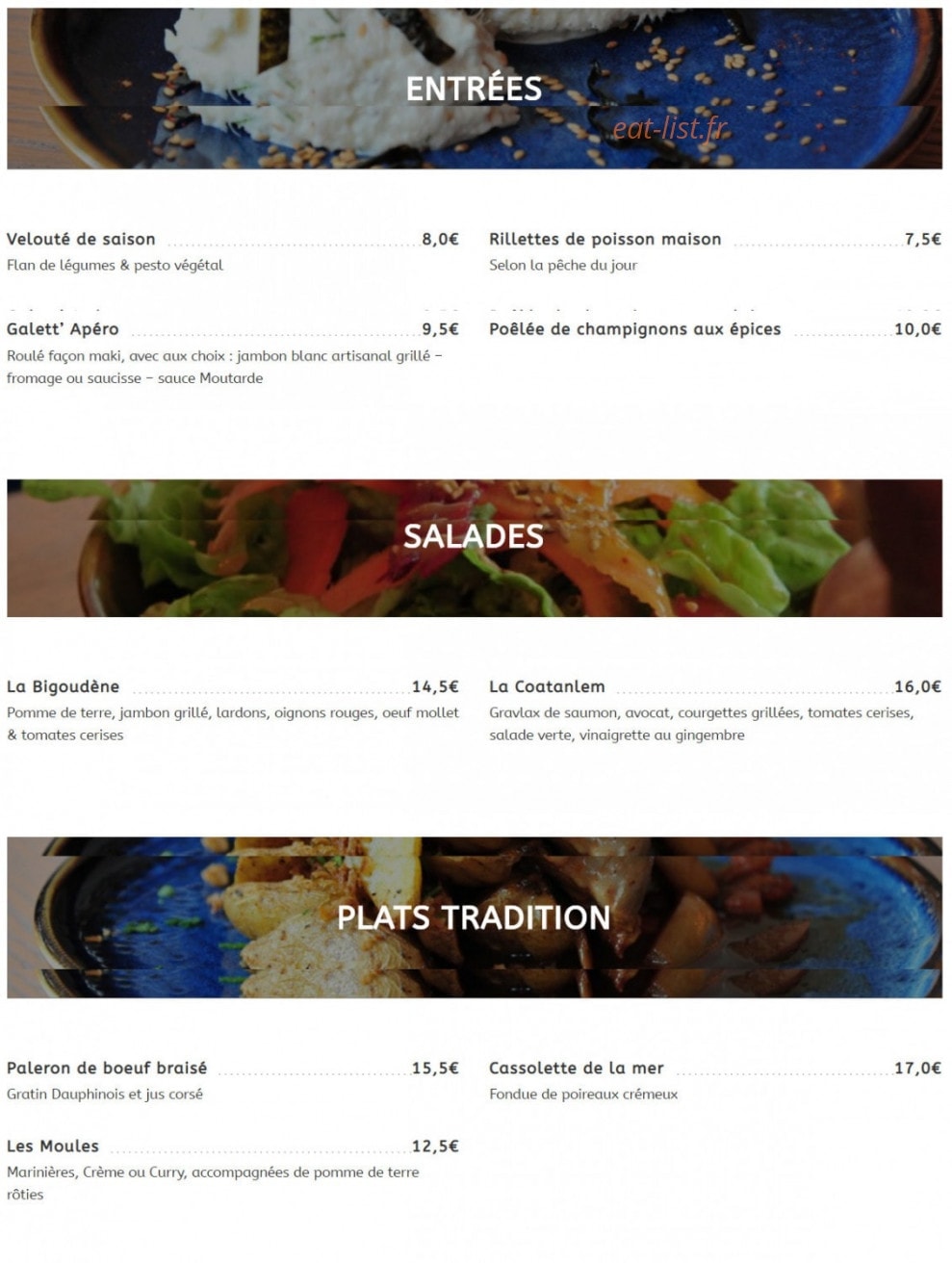 La Cantine Bretonne — carte page 1