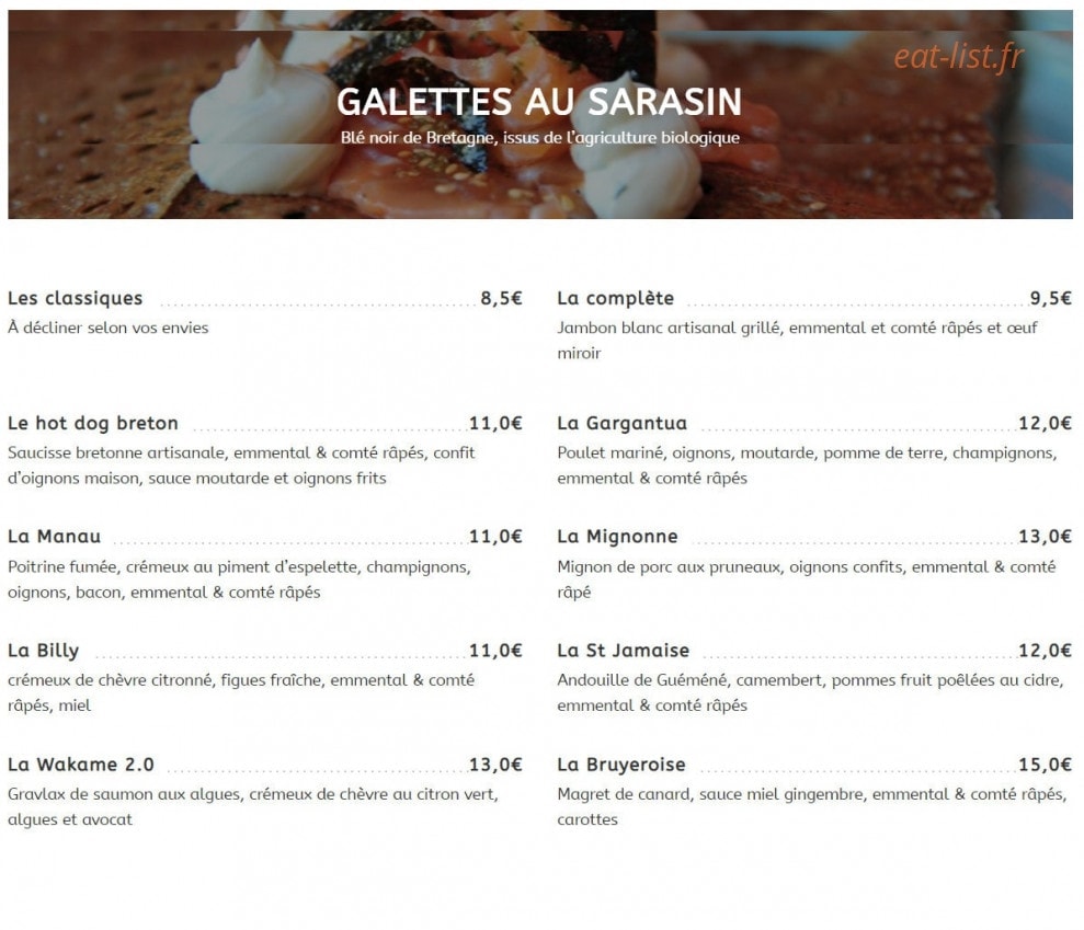 La Cantine Bretonne — carte page 2