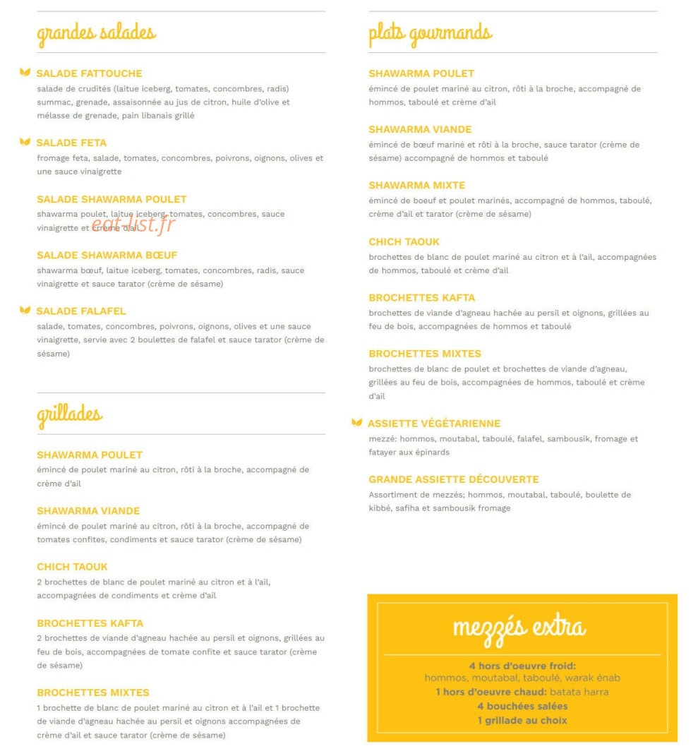 La Cantine Libanaise — carte page 2