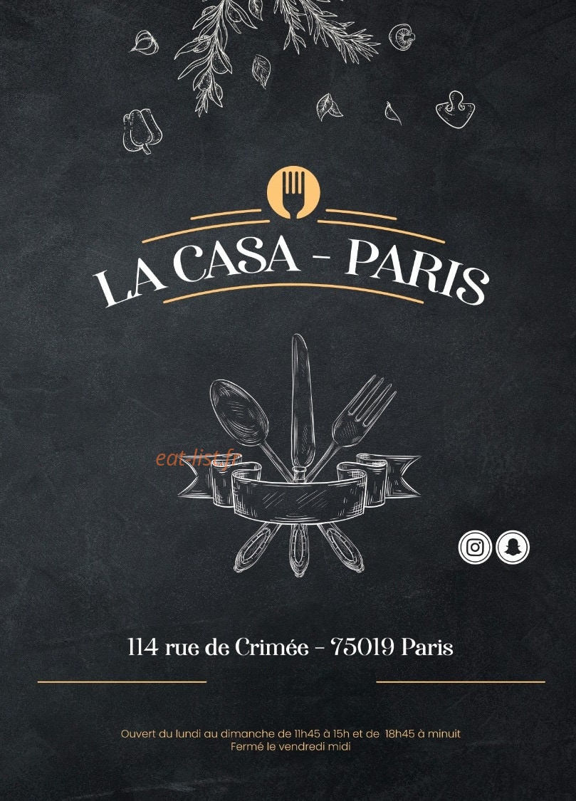La Casa Paris — carte page 1