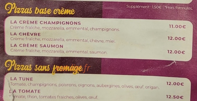 La Fraîcheur du jour — carte page 2