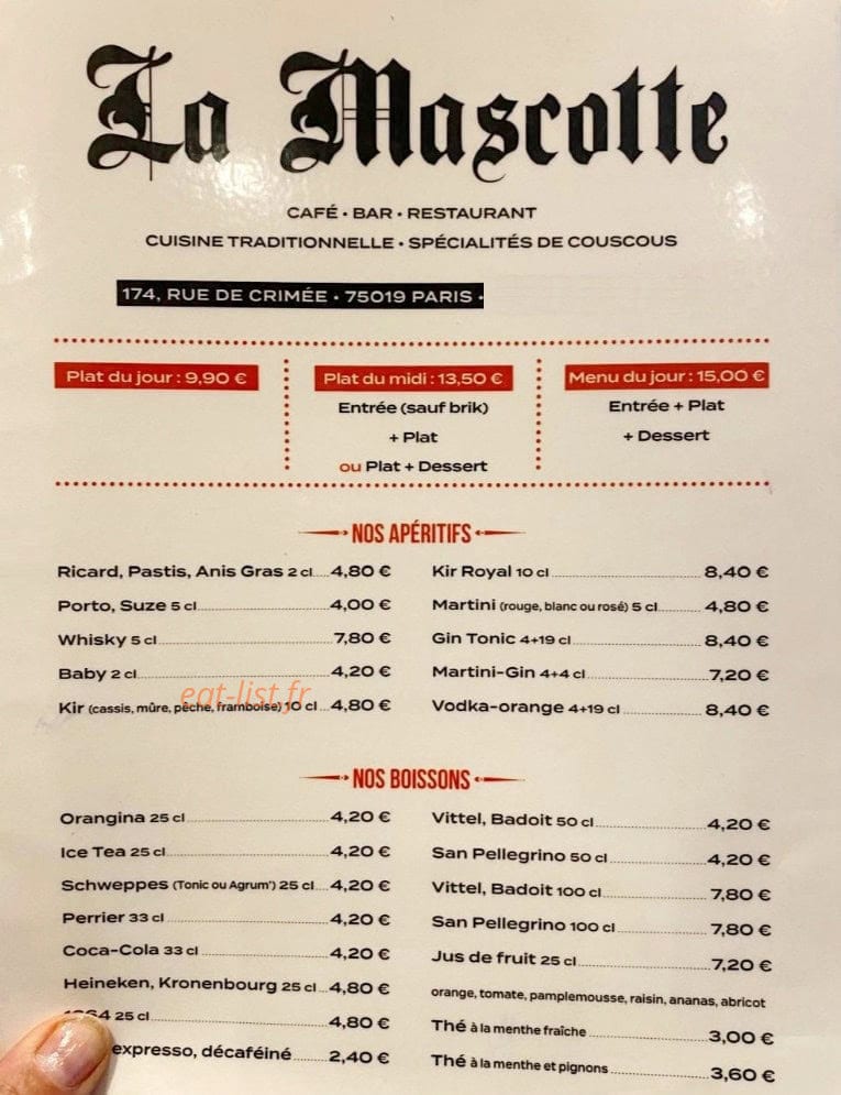 La Mascotte — carte page 2