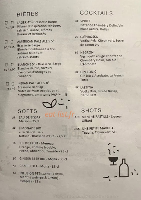 La Sociable — carte page 3