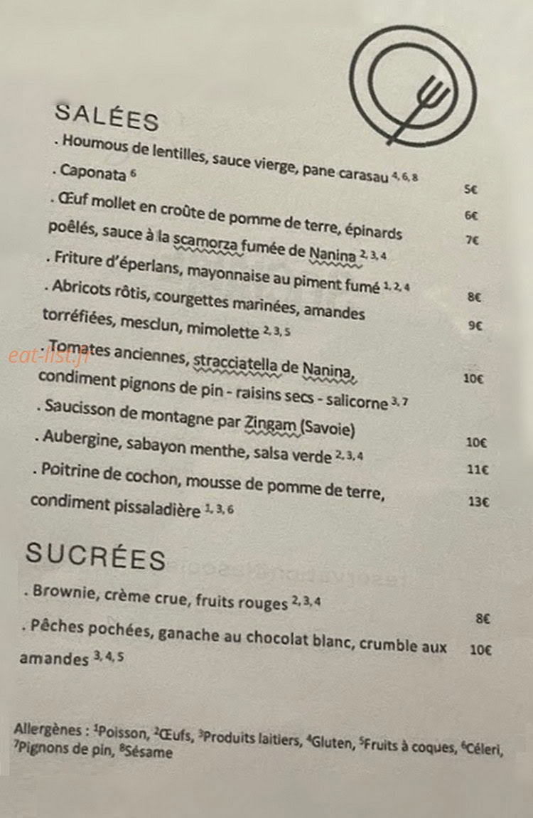 La Sociable — carte page 1