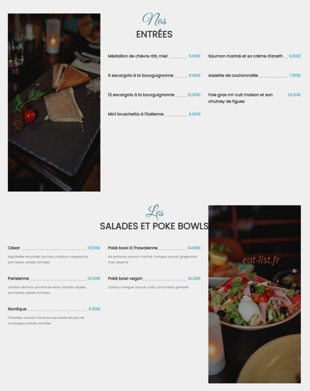 Le Bistro Fab — carte page 1