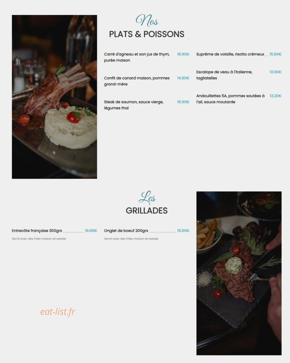 Le Bistro Fab — carte page 3