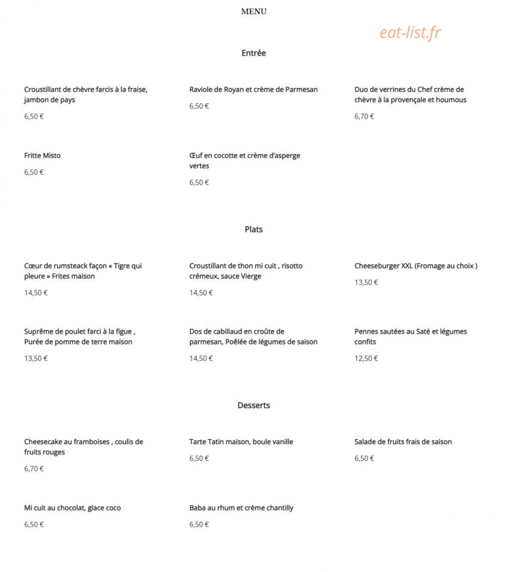 Le Patio — carte page 1