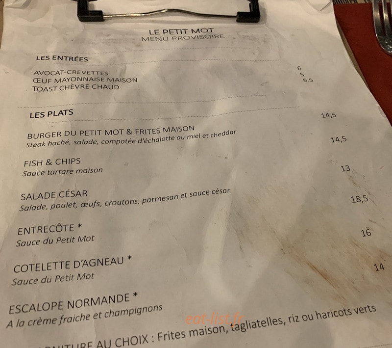 Le Petit Mot — carte page 1