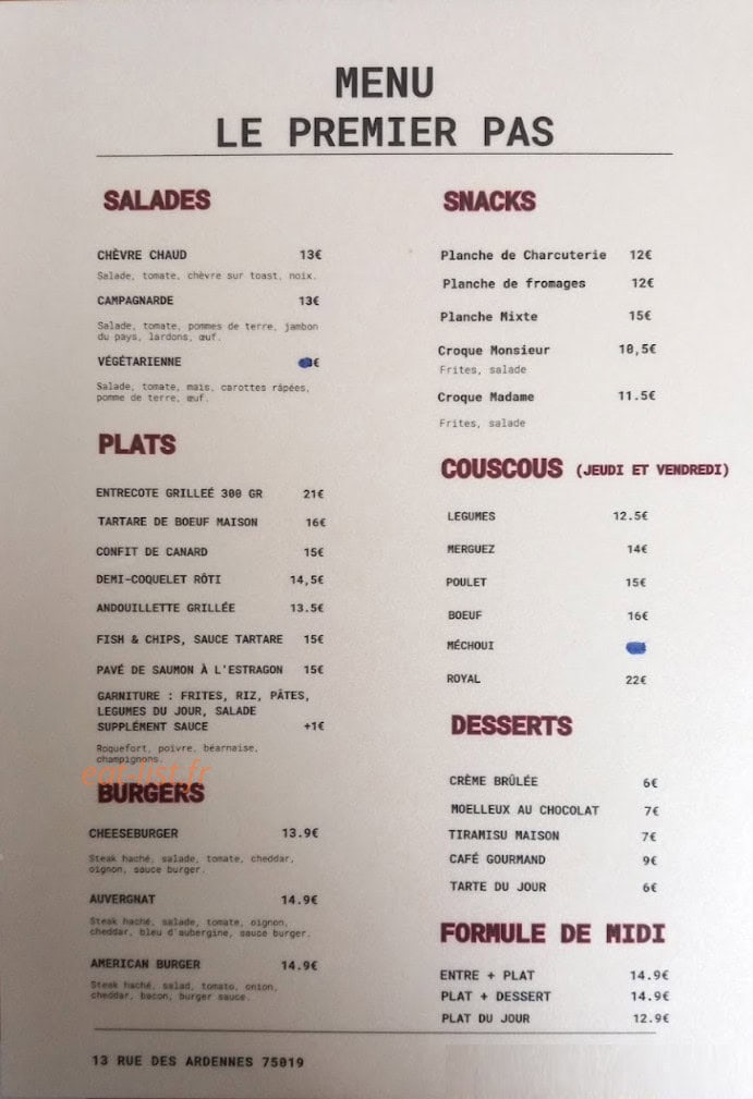 Le Premier Pas — carte page 1