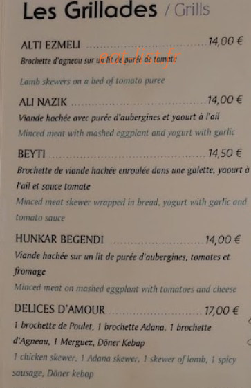 Les Délices d'Amour — carte page 1