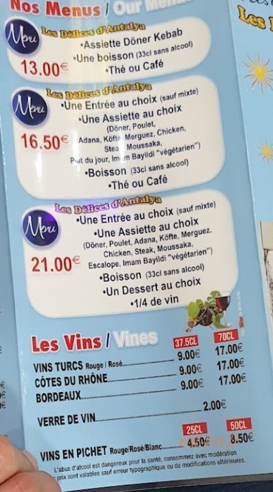 Les Délices d'Antalya — carte page 3