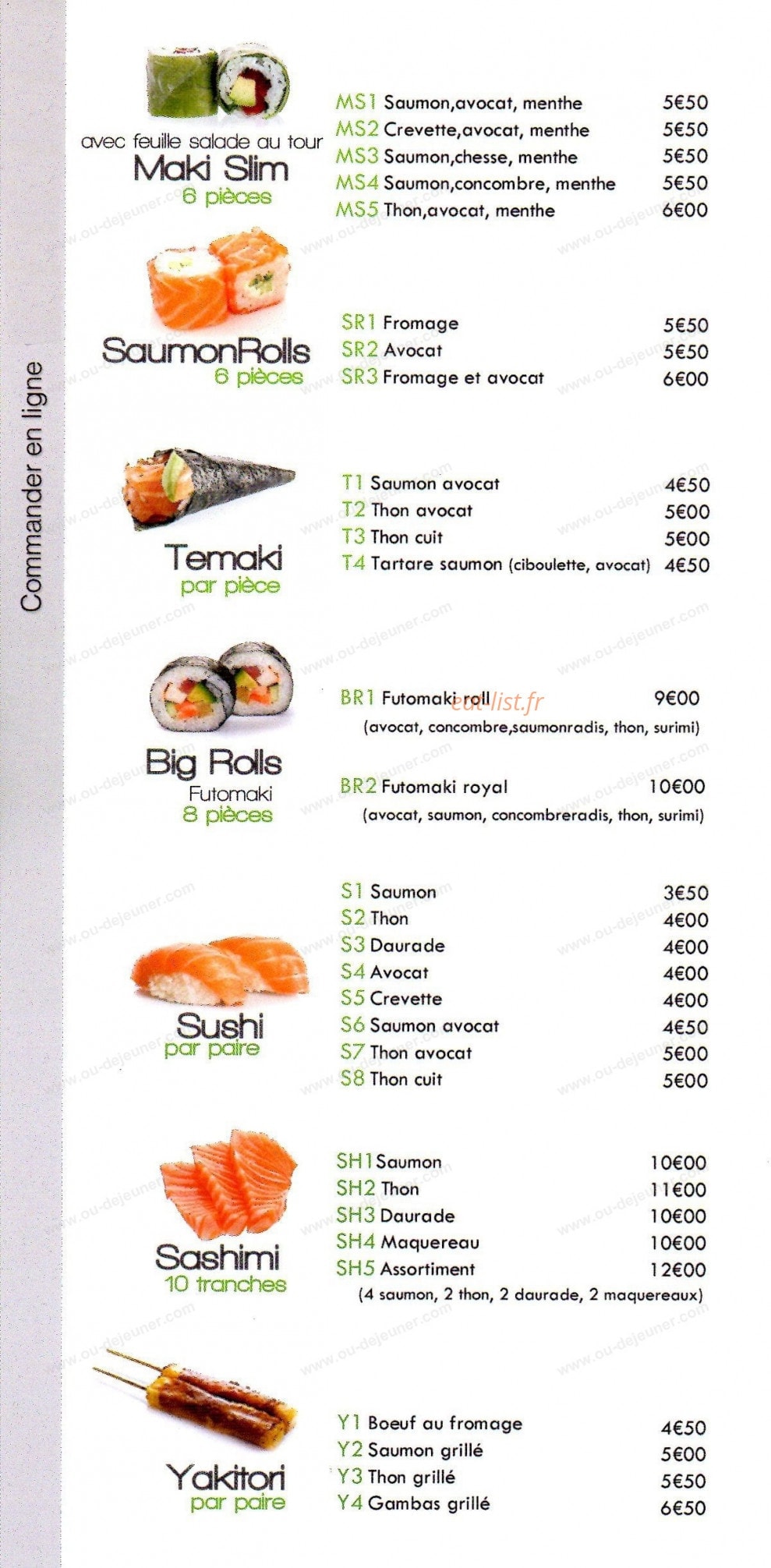 light sushi — carte page 9