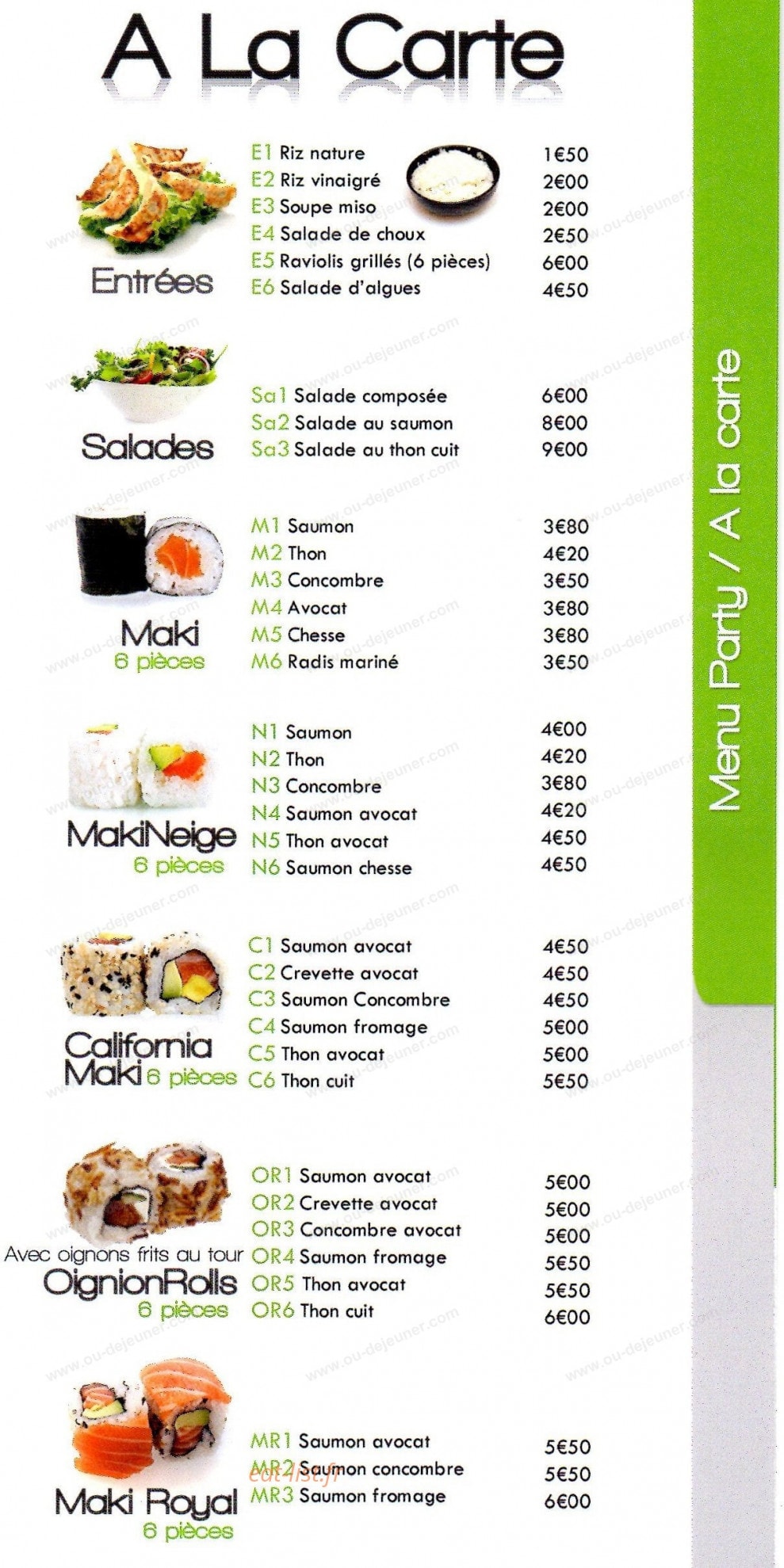 light sushi — carte page 8
