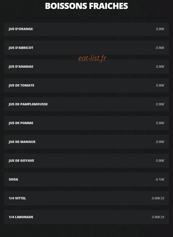 Local rock café — carte page 6