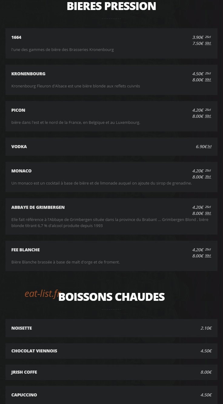 Local rock café — carte page 5
