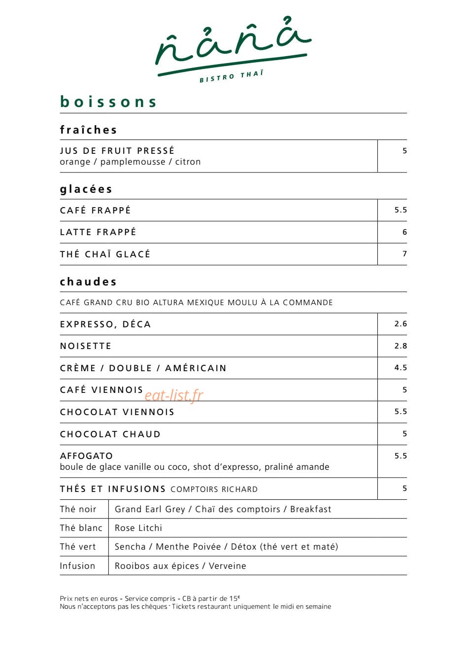 N̂ản̂ả bistro thaï — carte page 9