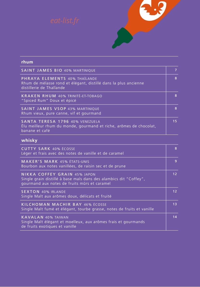 N̂ản̂ả bistro thaï — carte page 7