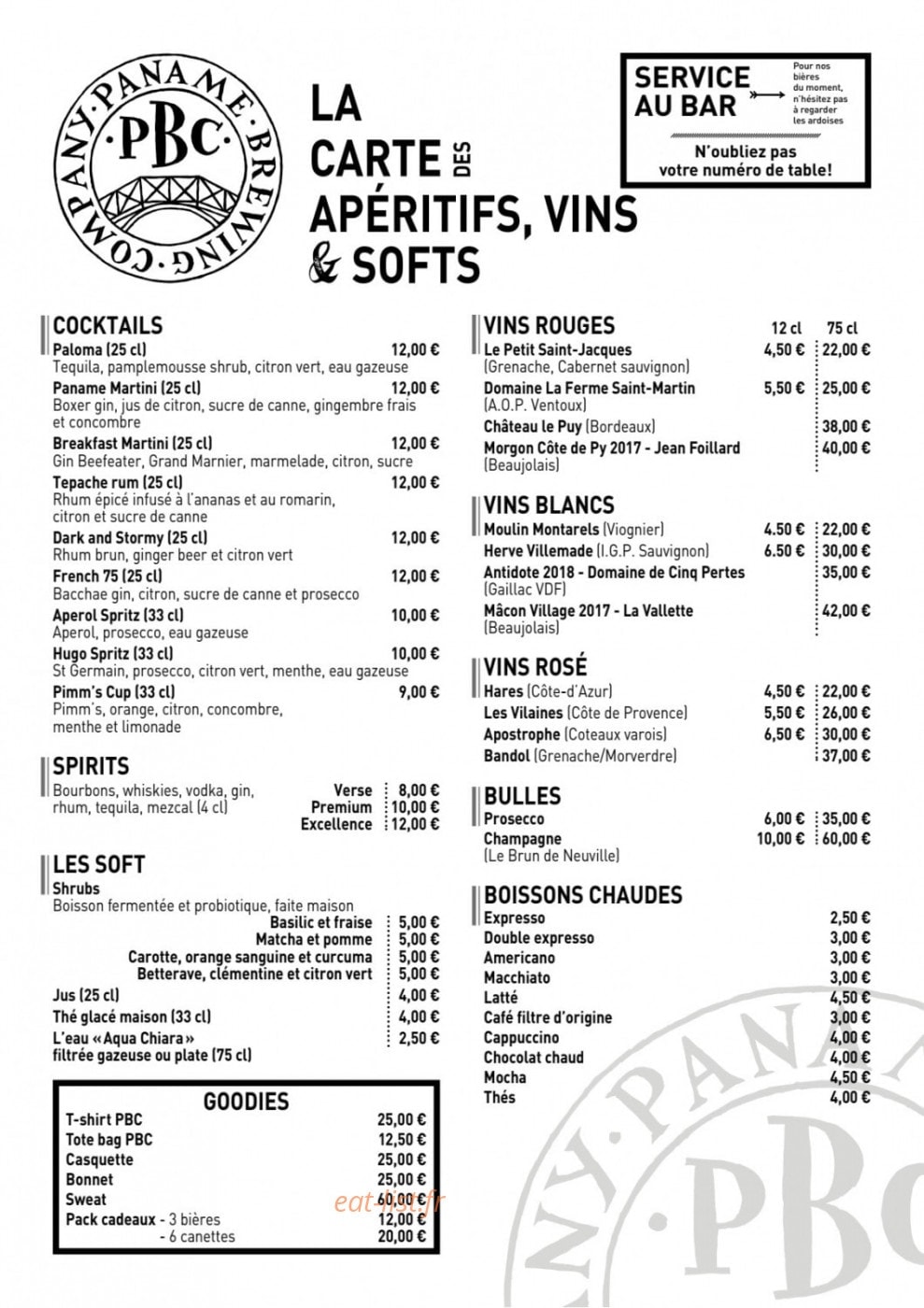 Paname Brewing Company — carte page 4
