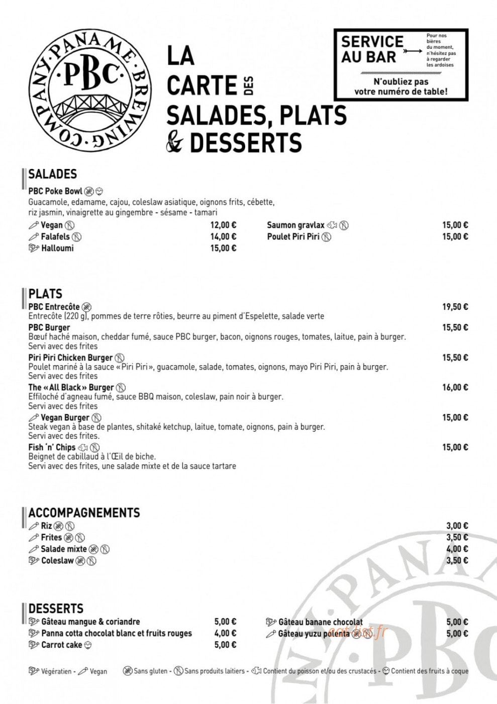 Paname Brewing Company — carte page 2