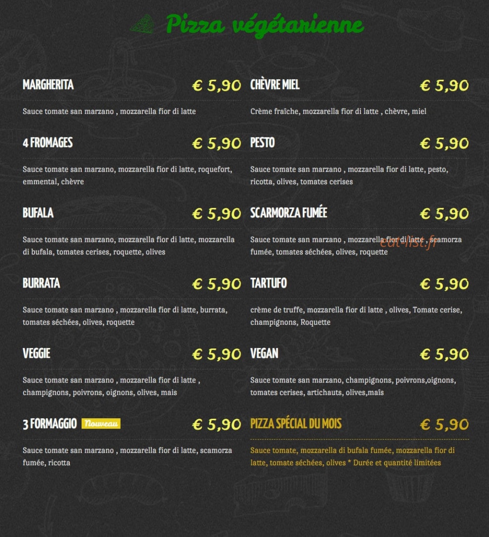 Pizzeria cordial — carte page 2