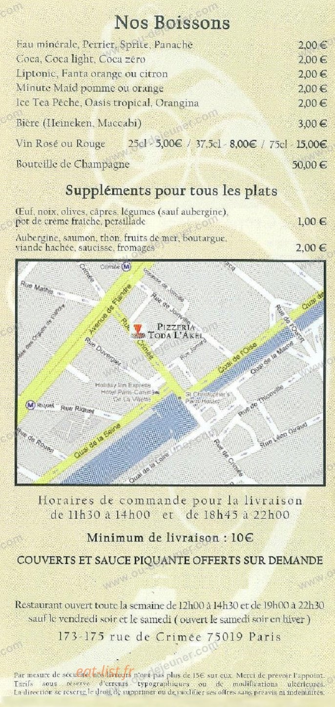 Pizzeria Toda l'akel — carte page 8
