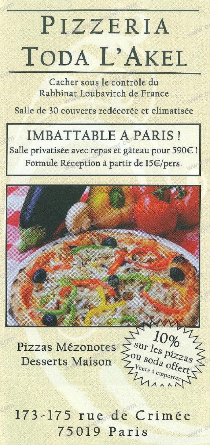 Pizzeria Toda l'akel — carte page 1