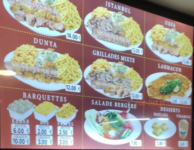 Restaurant Dunya — carte page 2