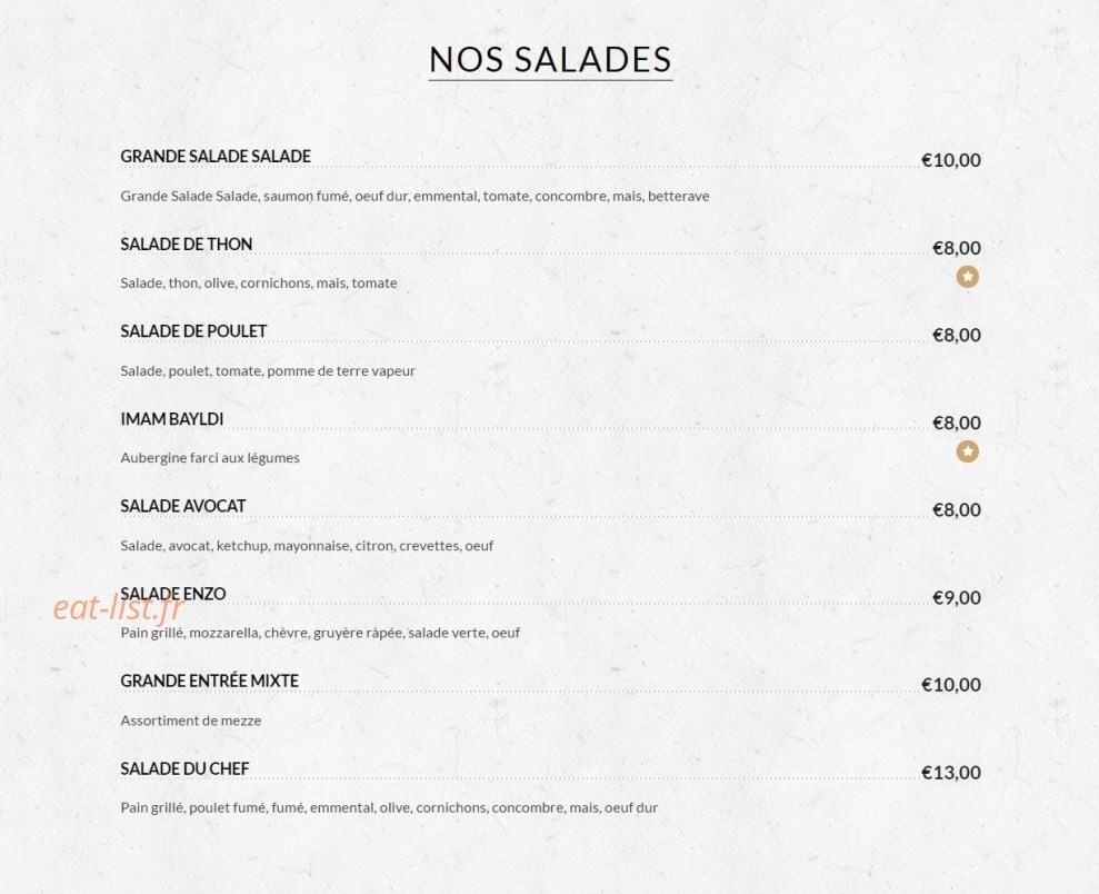 Restaurant Saray — carte page 2