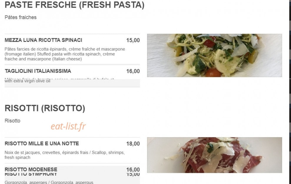 Restaurant Symphony — carte page 3