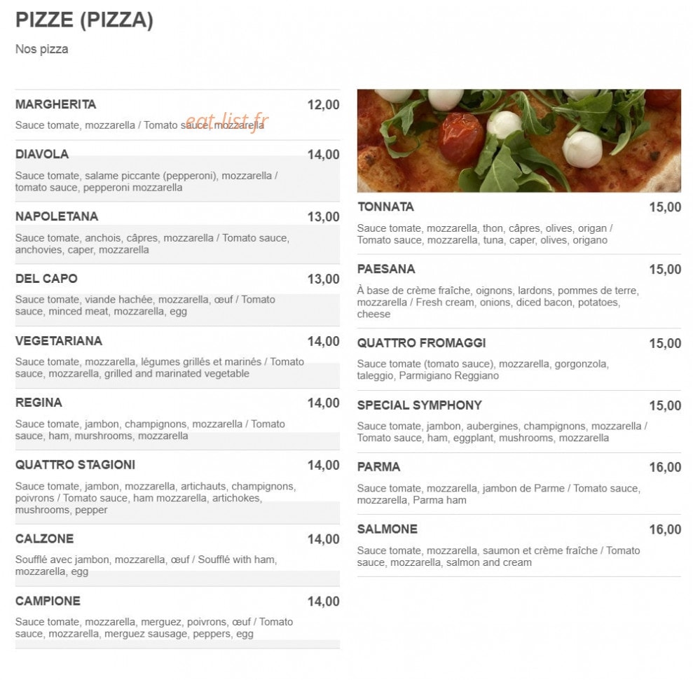 Restaurant Symphony — carte page 5