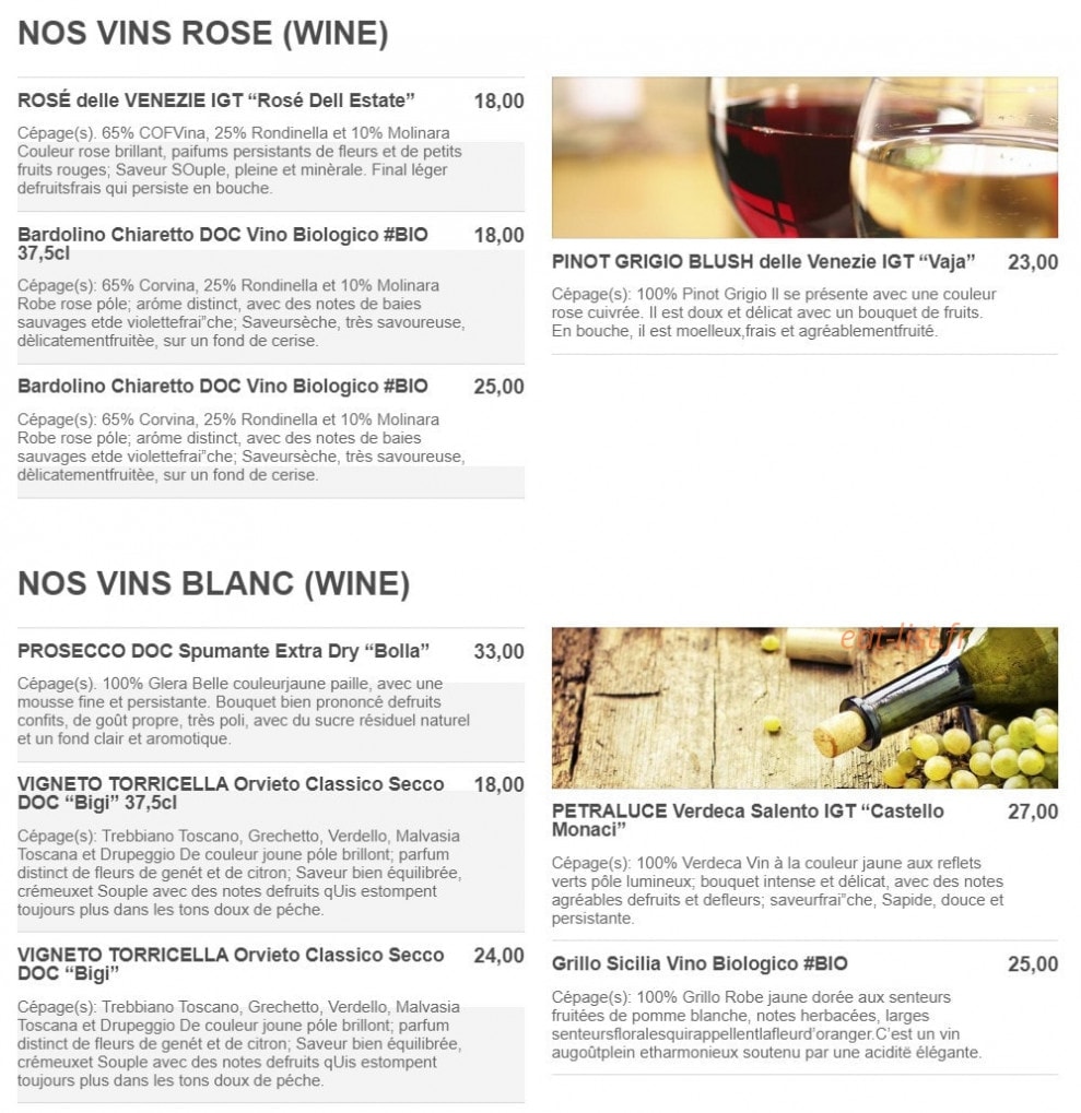 Restaurant Symphony — carte page 7