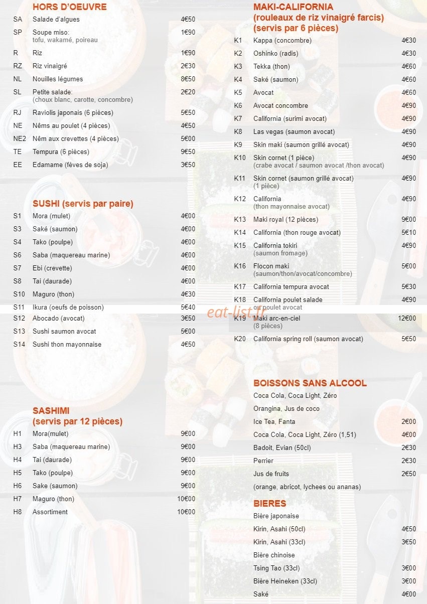 Sushi Tokyo — carte page 1