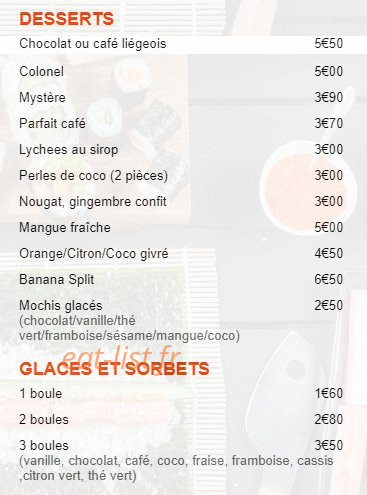 Sushi Tokyo — carte page 3