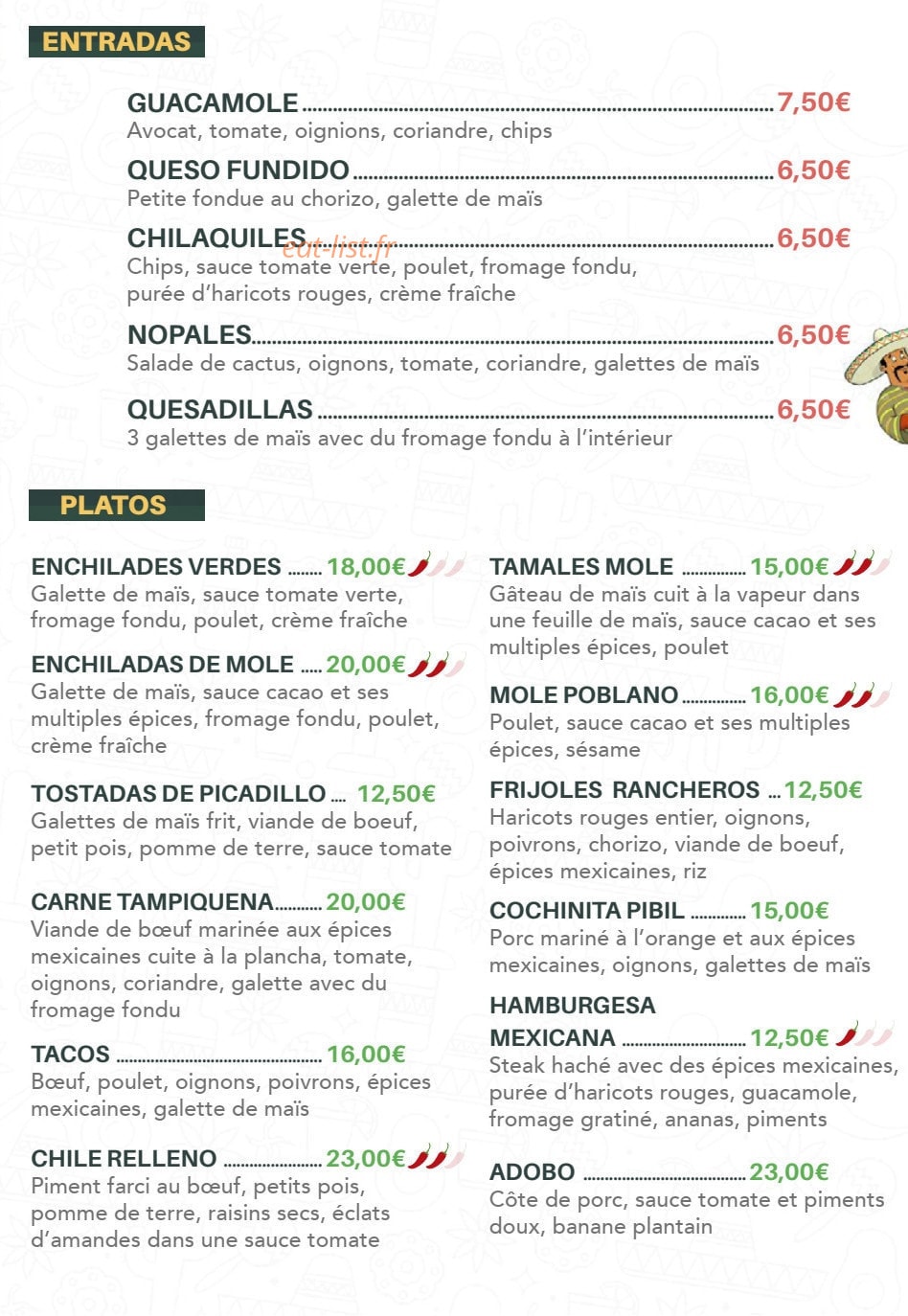 Taco Loco — carte page 1