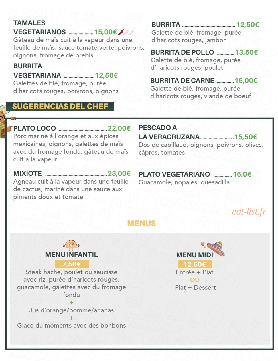 Taco Loco — carte page 2