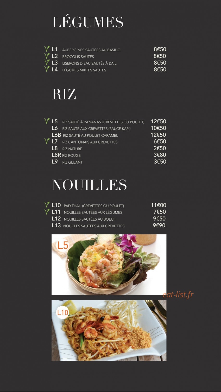 Thaï Basilic — carte page 11