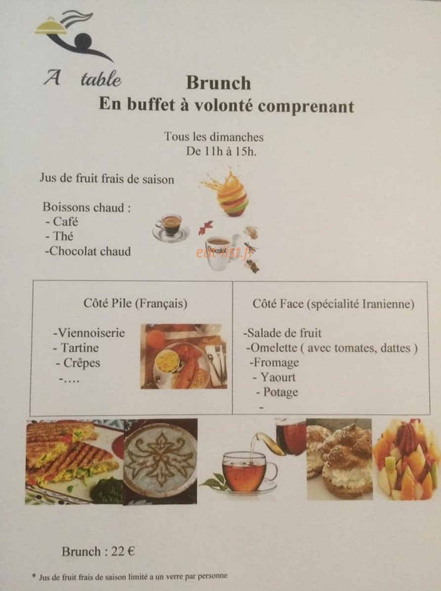 A Table — carte page 1