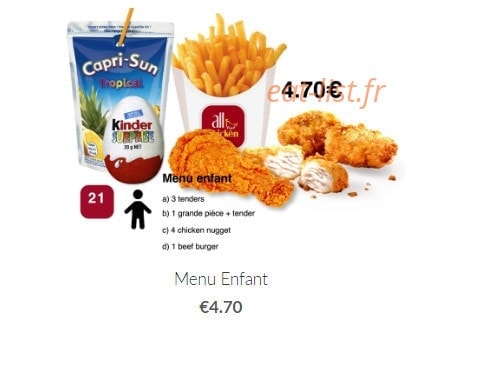 All Chicken — carte page 10
