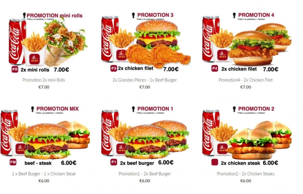 All Chicken — carte page 6