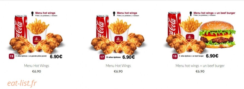 All Chicken — carte page 3