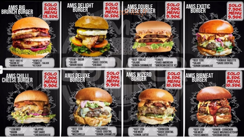 Amis burger house — carte page 1