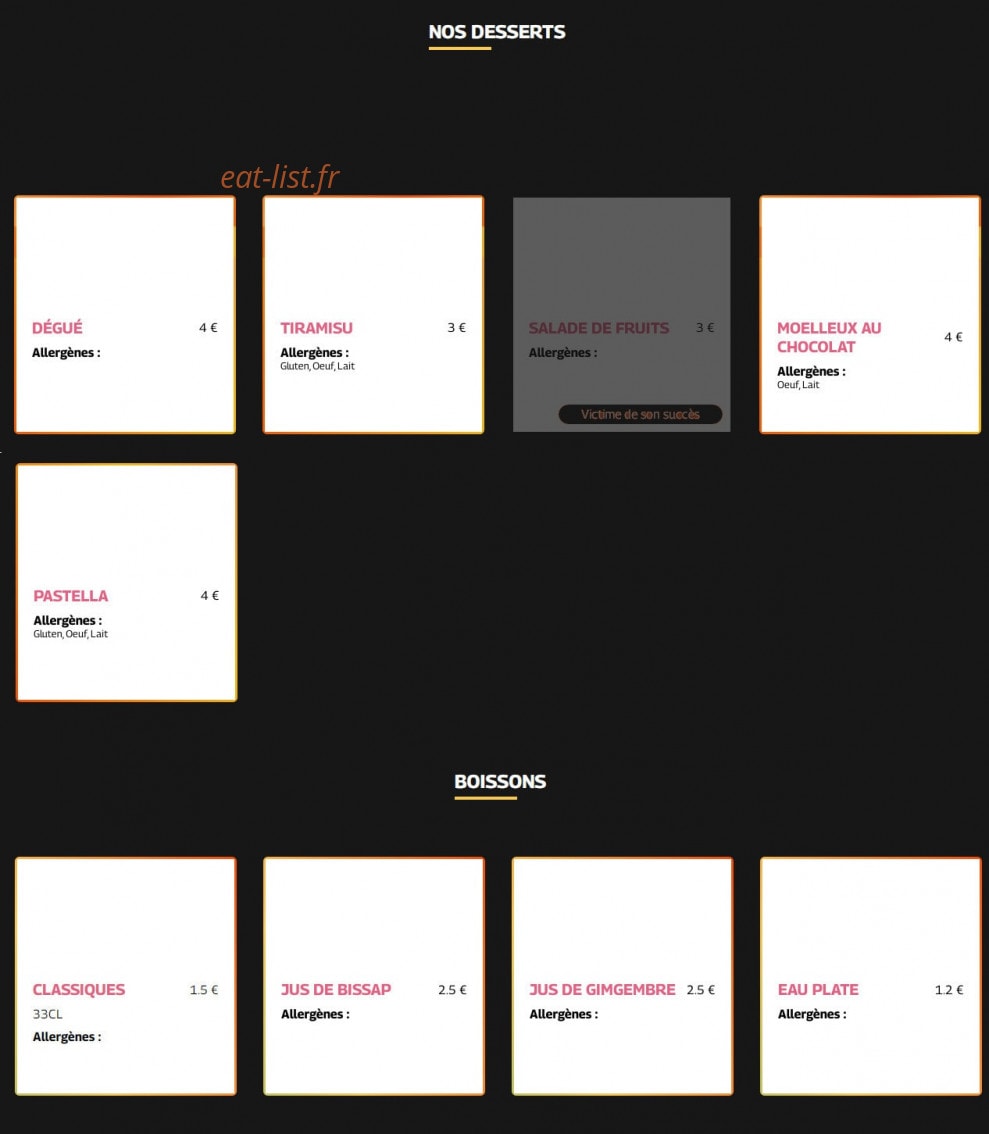 Au Petit Bamako — carte page 4
