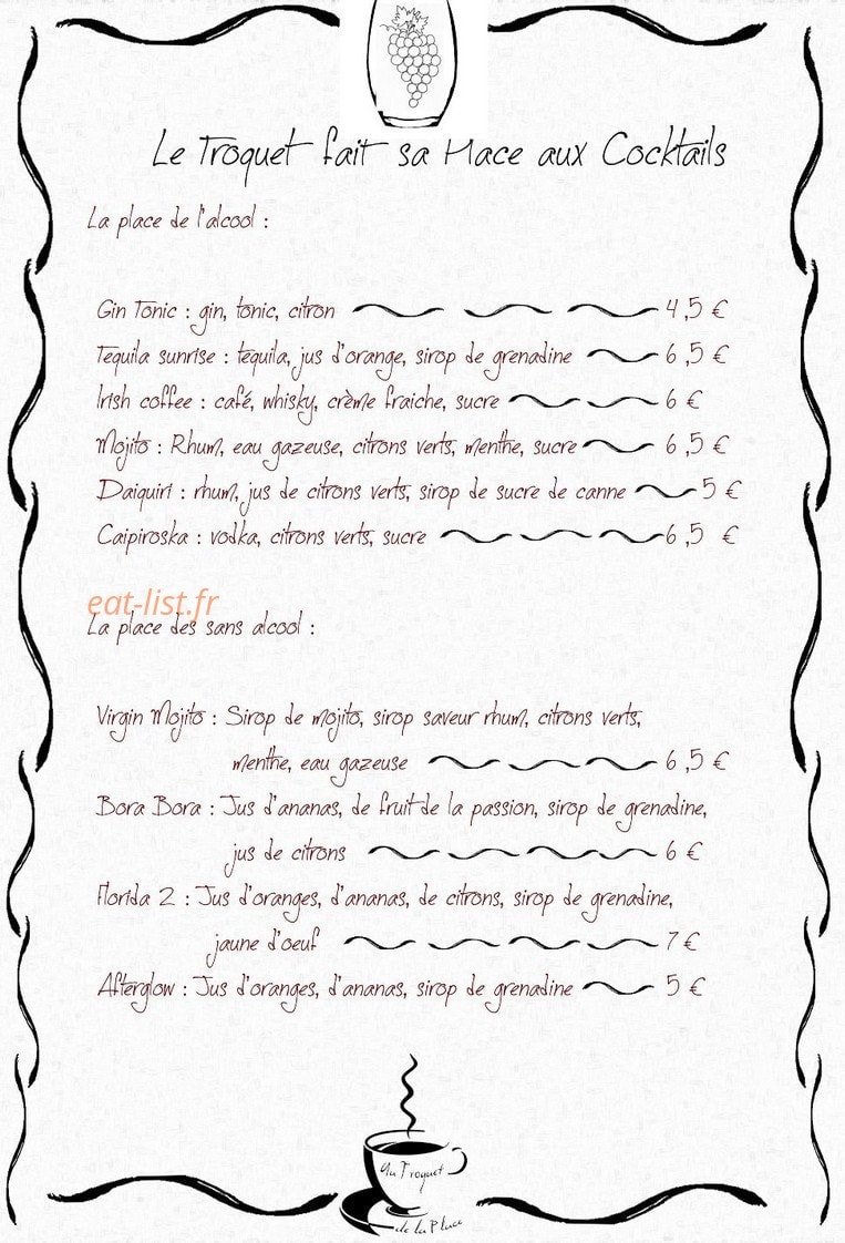 Au Troquet de la Place — carte page 1