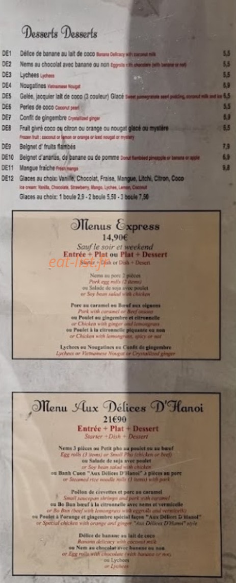 Aux Délices D´HaNoi — carte page 3
