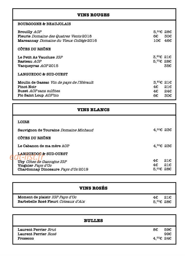 Aux Tables du Père Lachaise — carte page 4